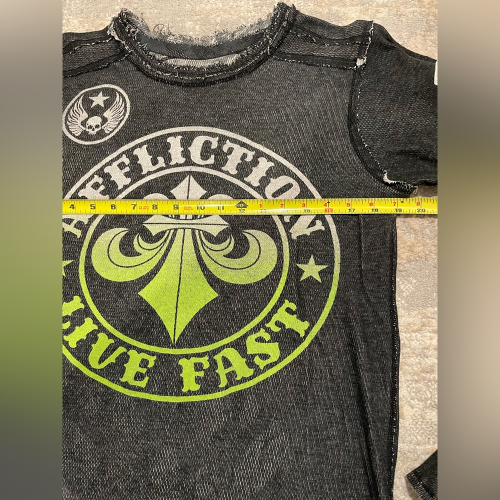 Affliction Thermal Long Sleeve Shirt Graphic Reversible Live Fast Gray Medium - Picture 7 of 9